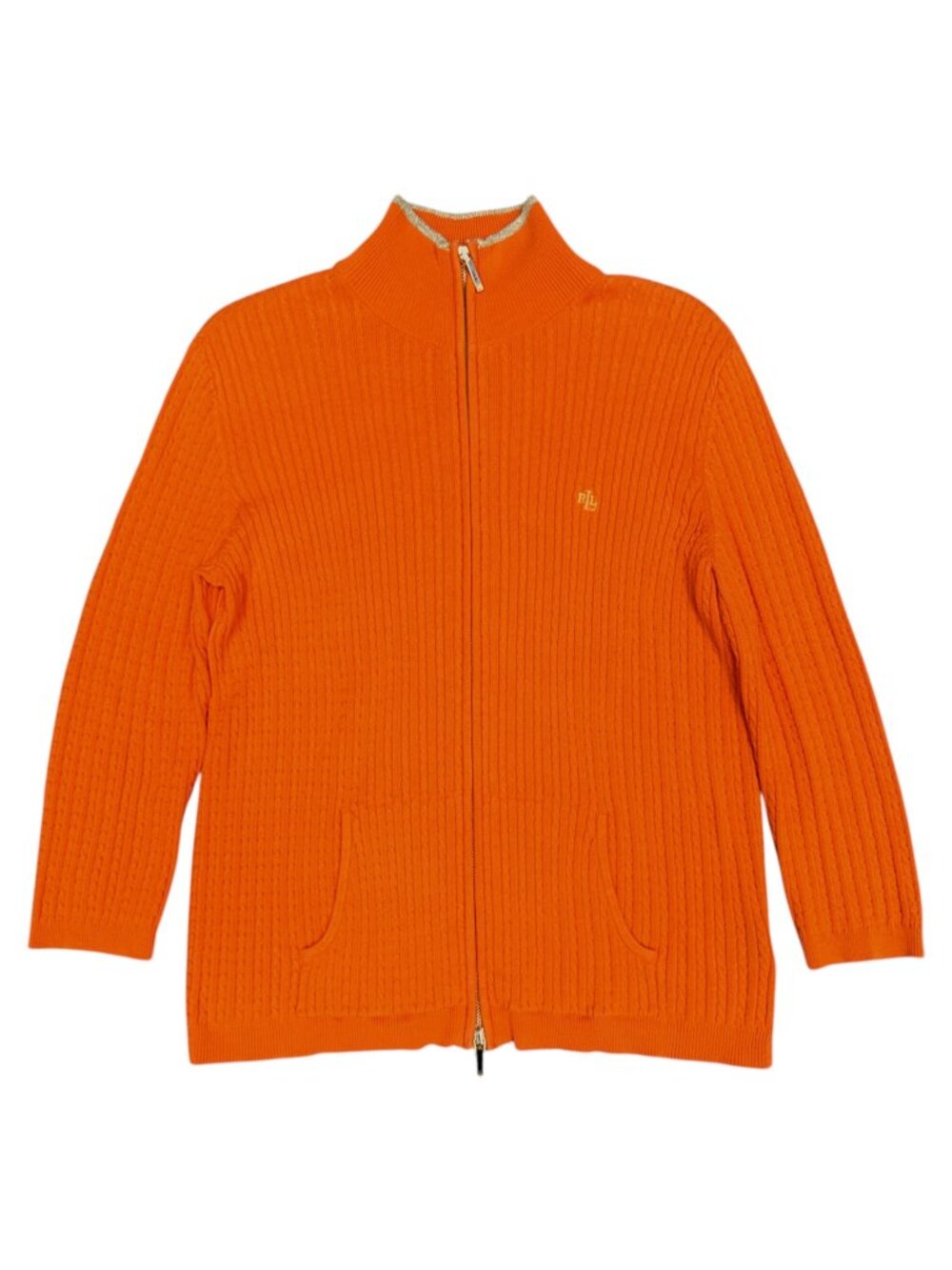 RALPH LAUREN Women's EUC Cable Knit‎ Full Zip Cardigan Sweater | Size M